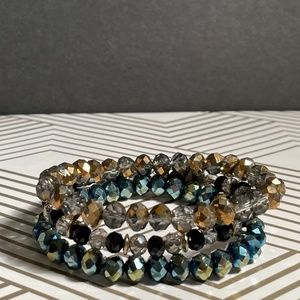 Beaded Stacking Stretch Bracelets Set Of 3